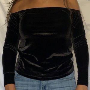 Black velvet long sleeve shirt